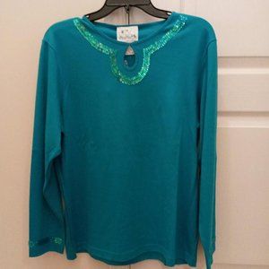 Quacker Factory Collection- LS Keyhole Top - NWT